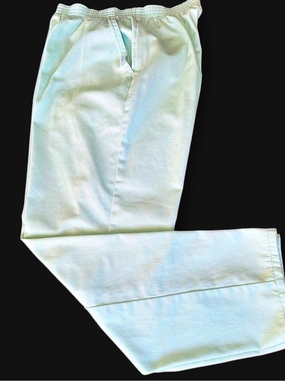 Women’s mint green high waist straight leg pull-on cotton pants by Chic. Size 10